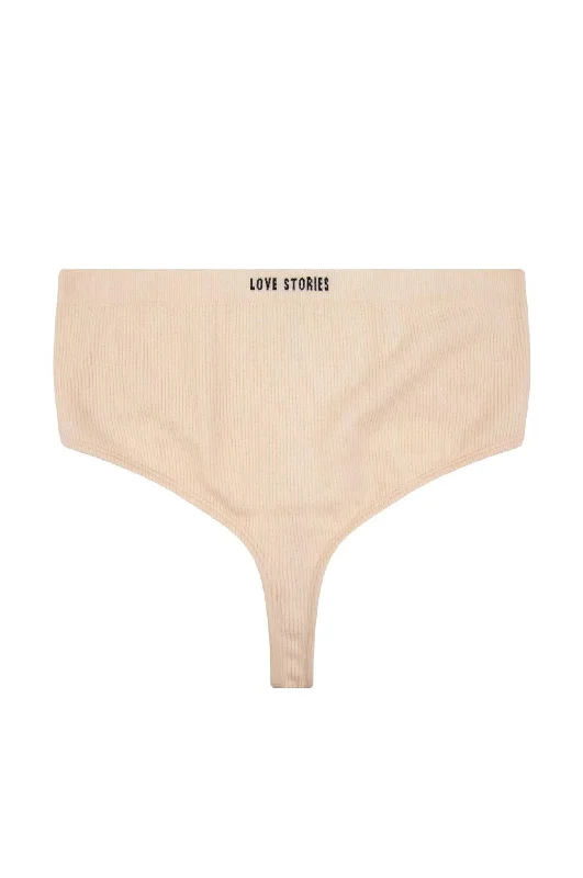 Women's seamless panties for a sleek fit-Love Stories Lauren High-Waisted Cotton Thong | Off White