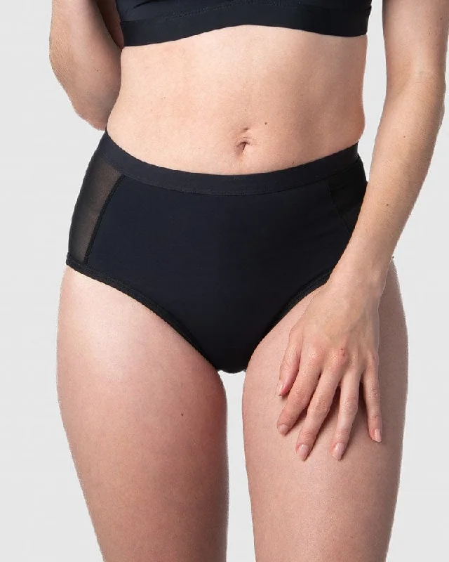 Women's panties for pregnancy-LIMITLESS BLACK HEAVY LEAKPROOF HI BRIEF