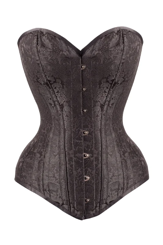 Bustiers and corsets for romantic occasions-Long Black Brocade Expert Waist Training Corset