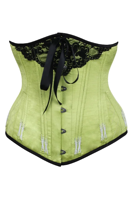 Bustiers and corsets for everyday waist training-Longline Lime Green Underbust With Flossing Bustiers and corsets for everyday waist training-Longline Lime Green Underbust With Flossing