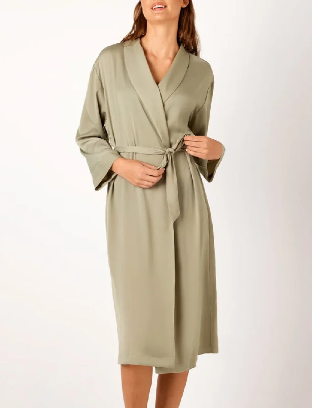 Soft women's sleep tops for colder nights-Lounge Recycled Poly Satin Gown - Pistachio
