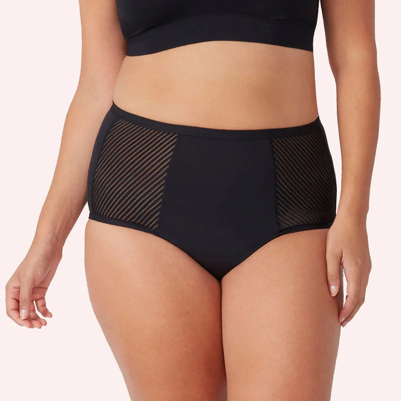 Women's panties with moisture-wicking fabric-Luxe Period Full Brief - Black
