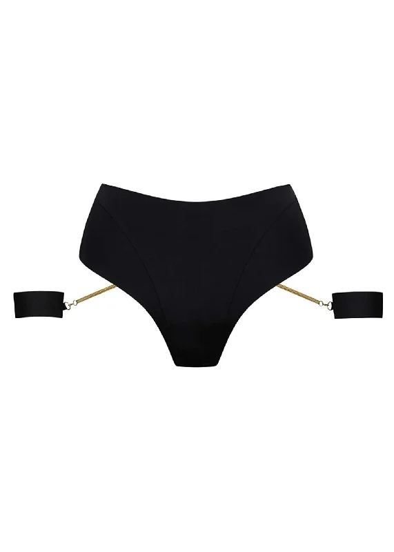Women's panties with mesh and lace for a chic design-Tapage Nocturne Black Openable High Waist Thong Women's panties with mesh and lace for a chic design-Tapage Nocturne Black Openable High Waist Thong