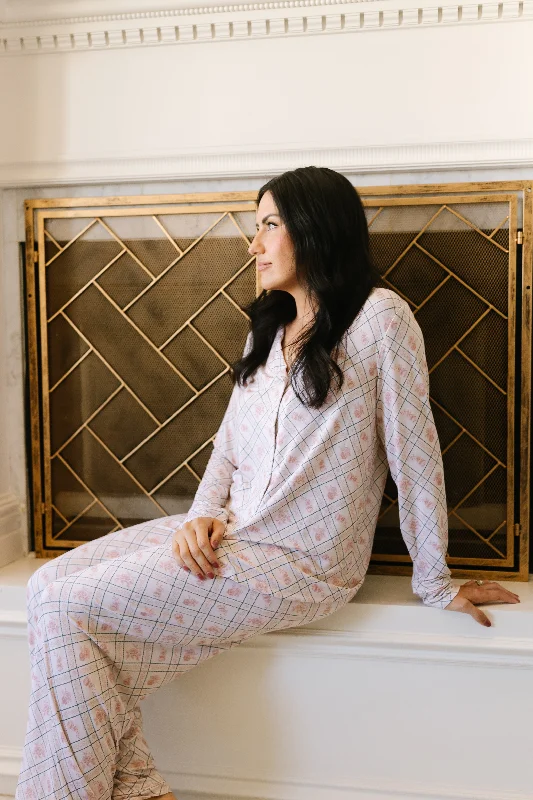 Cozy women's sleep tops for winter nights-the rose / pajama set