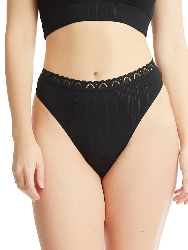 Women's panties with seamless front for smooth finish-MellowLuxe™ High Cut Thong Black