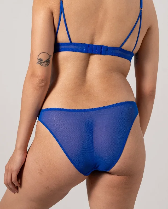 Comfortable women's panties with wide waistband-Mesh Bikini Briefs Electric Blue