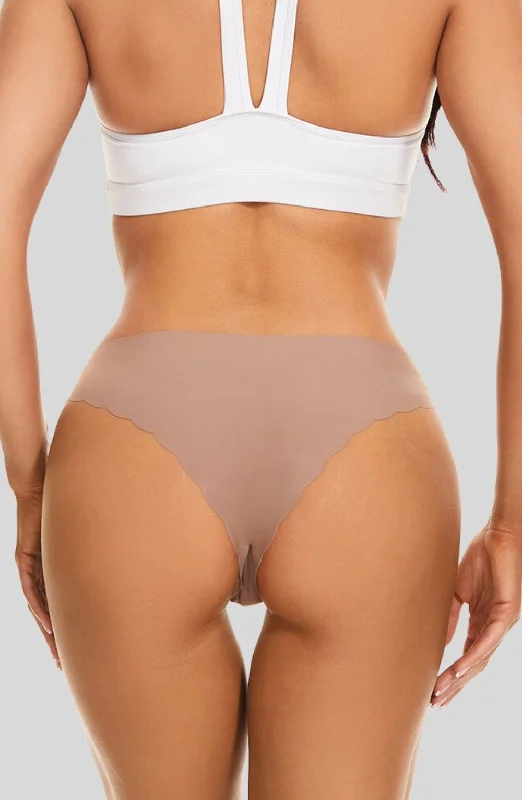 Women's panties with cotton lining for comfort-Mesmerize Me Seamless Brazilian Thong