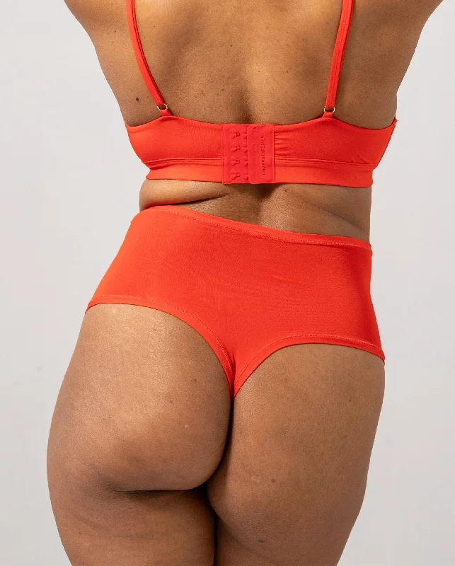 Lace-edge women's panties for elegance-Micro Highwaist Thong Fiery Red