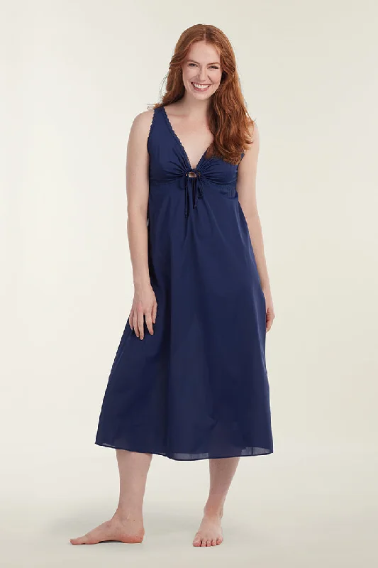 Soft women's sleep tops with light, breathable material-Keyhole Fitted Nightgown