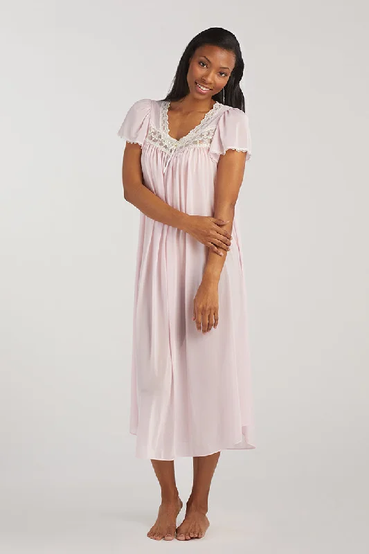 Soft women's sleep tops with comfy details-Silk Essence Sheer Long Nightgown
