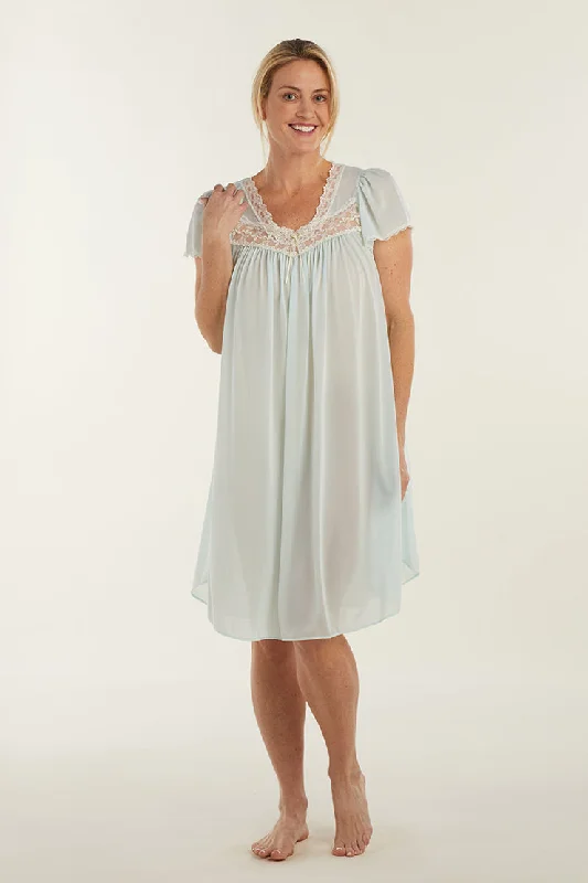 Cozy women's sleep tops for bedtime-Silk Essence Sheer Short Nightgown