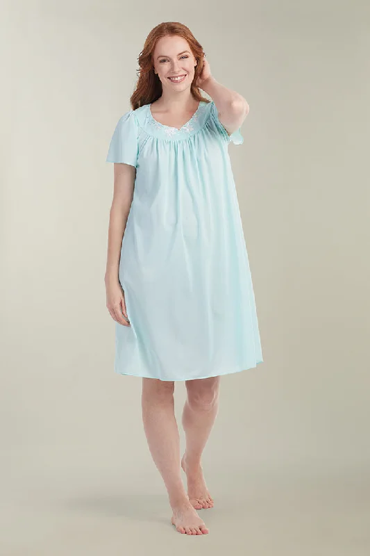 Elegant women's sleep tops for bedtime luxury-Nylon Tricot Short Nightgown