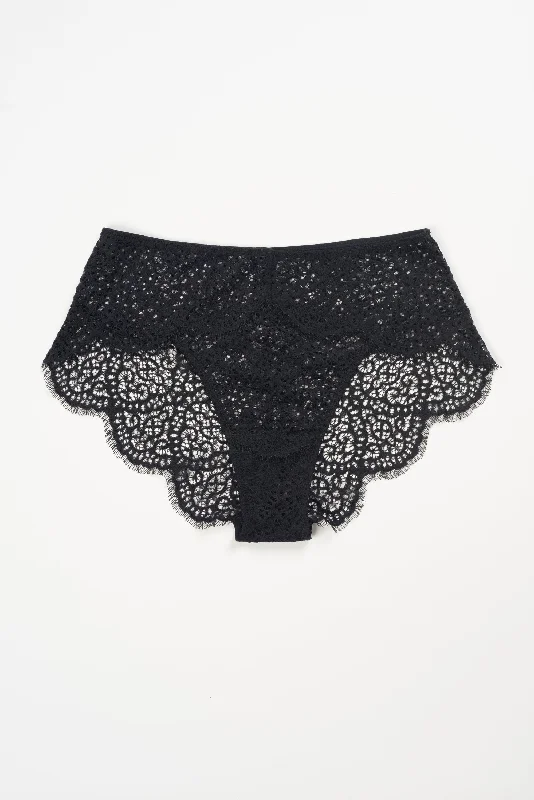 Women's panties with high-rise waist for extra tummy control-Else Lingerie Monique Lace Brief | Black Women's panties with high-rise waist for extra tummy control-Else Lingerie Monique Lace Brief | Black