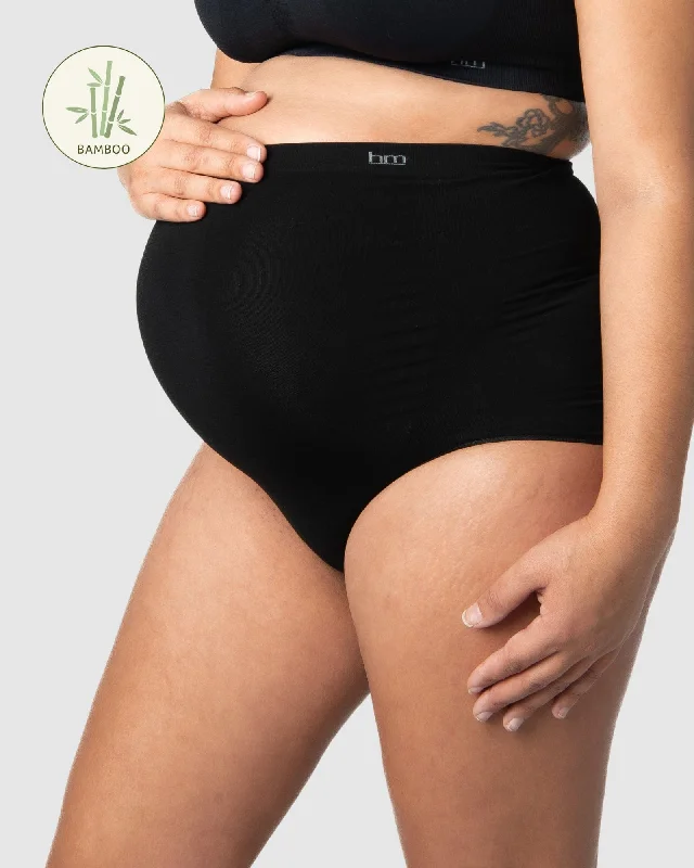 Cotton and lace panties for elegant style-MY NECESSITY SEAMLESS BLACK PREGNANCY FULL BRIEF