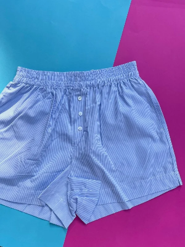 Women's sleep tops with soft texture for bedtime-Non Private: Boxer Shorts - Blue Stripe