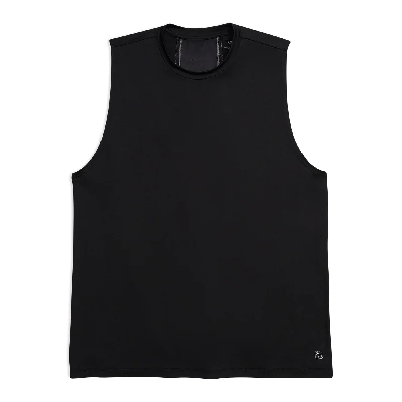 Cozy cotton women's sleep tops with soft texture-Open Tank - Black