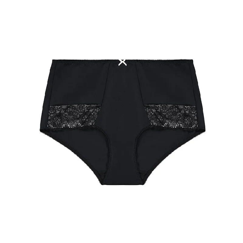 Women's panties for smooth look under formal clothes-Peony Lace Full Brief - Black Heavenly Pink Women's panties for smooth look under formal clothes-Peony Lace Full Brief - Black Heavenly Pink