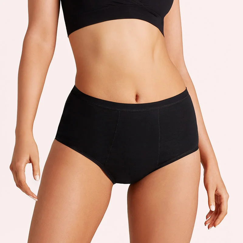Women's panties with extra padding for support-Period Full Brief - Black