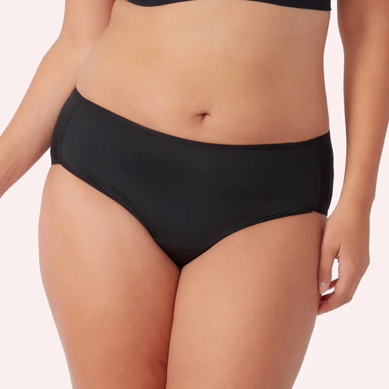 Women's panties with adjustable side straps for a better fit-Period Midi Brief - Black