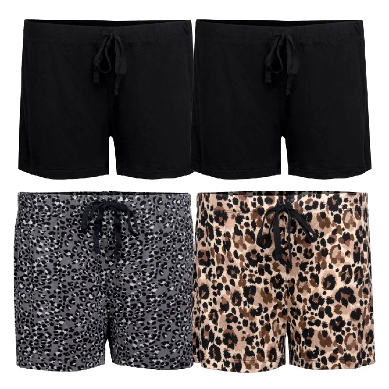 Women's sleep tops for a cool, comfortable night-Pillow Talk Pajama Shorts - 4 Pack