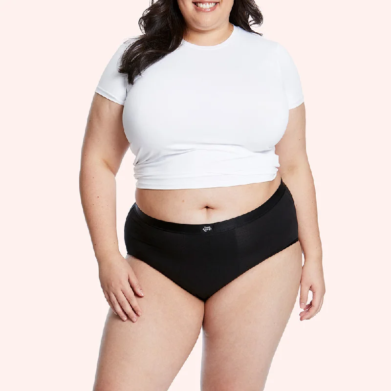 Women's panties with lace-up sides for modern look-Plus Super Full Brief - Black