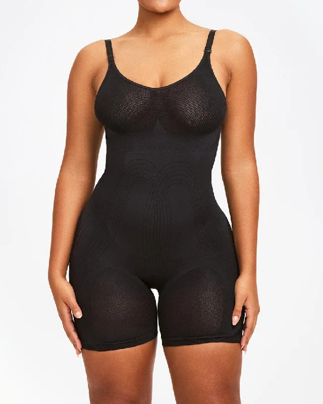Bustiers and corsets for everyday waist training-Comfort Mid-thigh Full Bodysuit