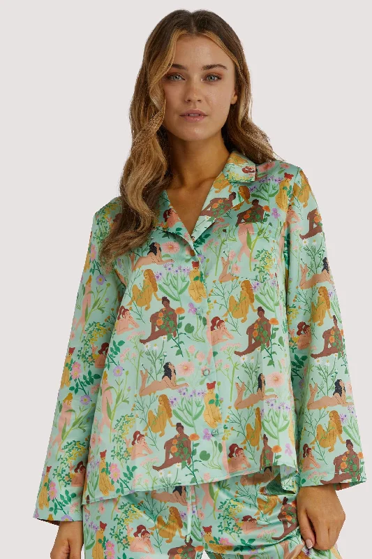 Trendy women's sleep tops for stylish sleepwear-Bodil Jane Recycled Nudes & Flowers Shirt