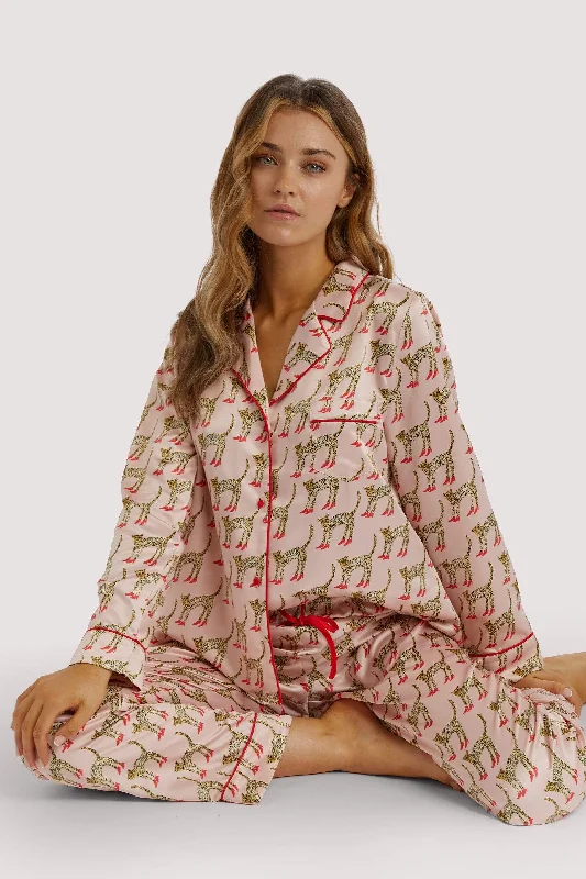 Stylish women's sleep tops with minimalistic look-Bouffants Recycled Cheeta Satin Trousers