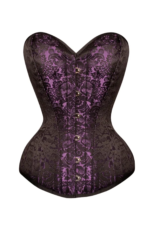 Bustiers and corsets with comfortable fit-Purple Brocade Expert Waist Training Overbust Corset Bustiers and corsets with comfortable fit-Purple Brocade Expert Waist Training Overbust Corset