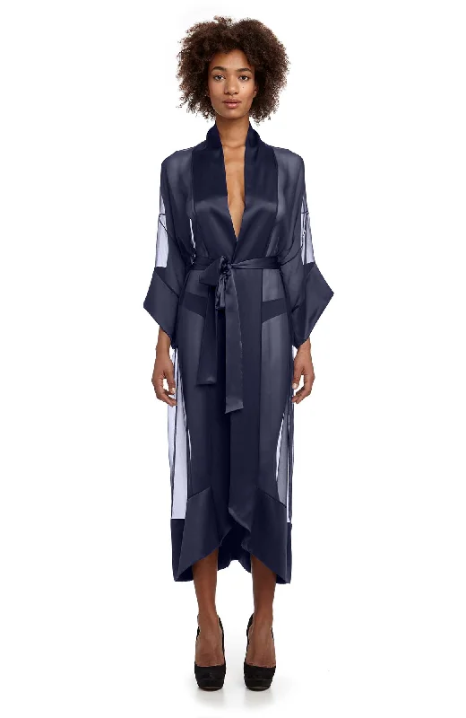 Women's sleep tops with comfortable straps-1571 / Rada Kimono / Midnight Blue