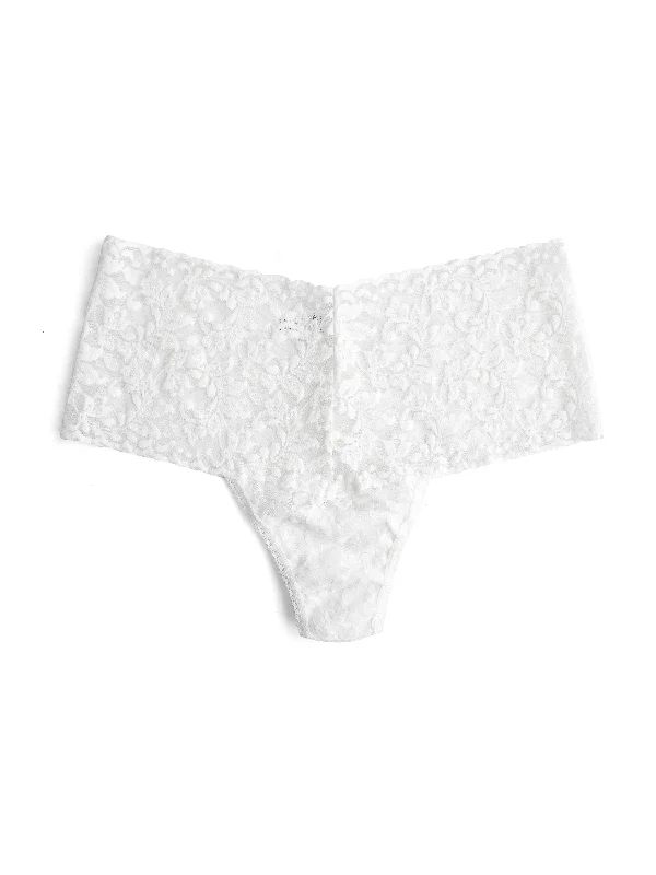 Women's panties with seamless sides for a smooth fit-Retro Lace Thong White
