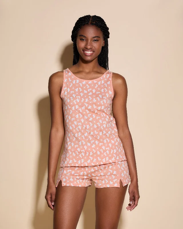 Women's sleep tops with chic detailing for bedtime-Tank & Boxer Lounge Set