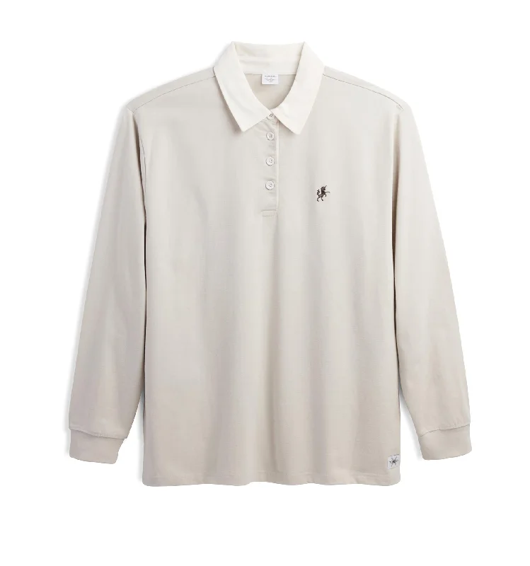 Women's sleep tops with stylish back details-Everyday Rugby Polo - Stone