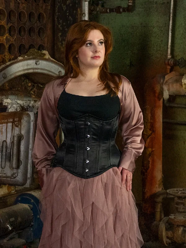 Bustiers and corsets with breathable fabric-Satin Extreme Curve Longline Underbust Corset : CS-479