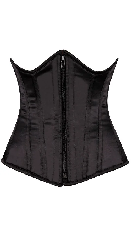 Bustiers and corsets with lace-up back closure-Satin Underbust Steel Boned Corset