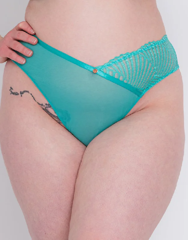 Women's cotton panties with smooth finish-Scantilly Authority Thong Blue Lagoon