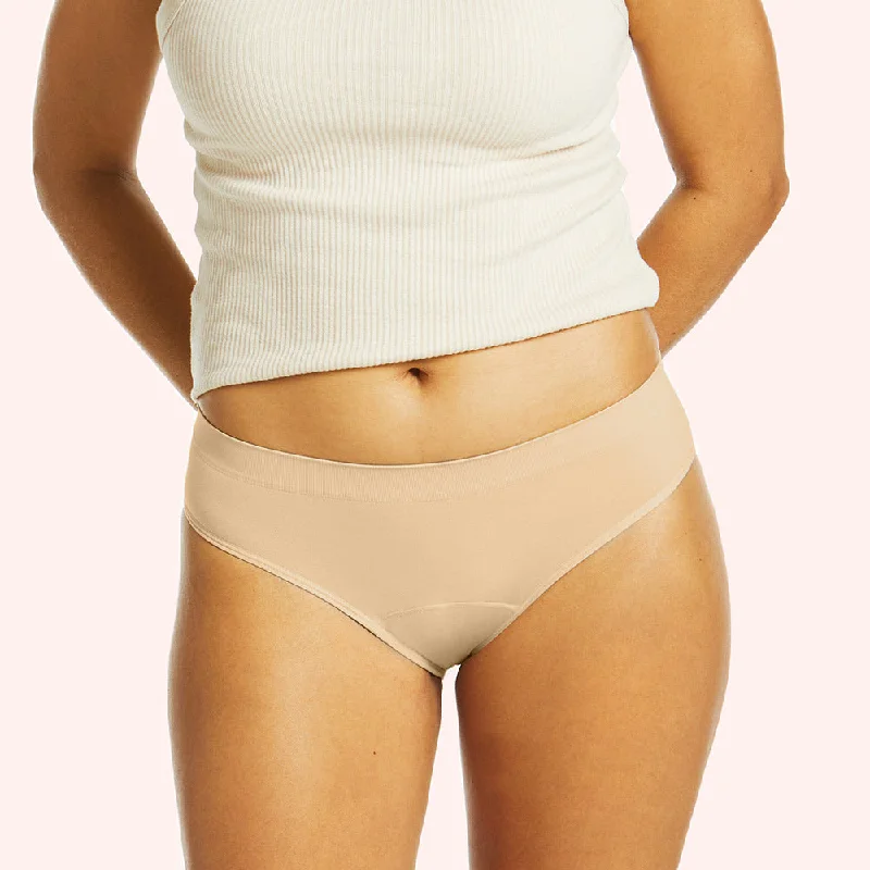Women's panties for workout with moisture-wicking technology-Seamfree Period Bikini Brief - Nude Women's panties for workout with moisture-wicking technology-Seamfree Period Bikini Brief - Nude