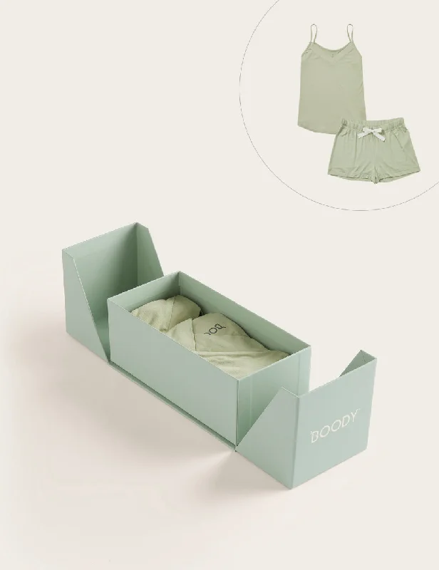 Cozy women's sleep tops with comfortable style-Set Giftbox - Goodnight Sleep Cami & Goodnight Sleep Shorts - Sage Cozy women's sleep tops with comfortable style-Set Giftbox - Goodnight Sleep Cami & Goodnight Sleep Shorts - Sage