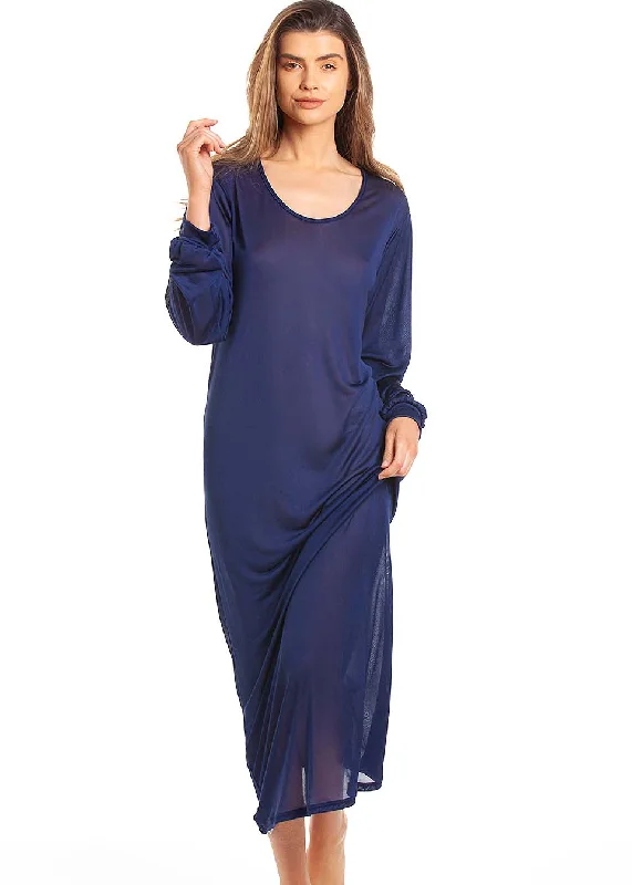 Elegant women's sleep tops for a chic look-Silk Jersey Long Nightshirt