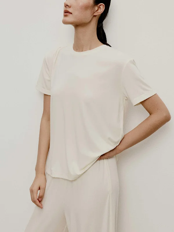 Women's sleep tops for perfect sleepwear solution-Silk Modal Short Sleeve T-Shirt