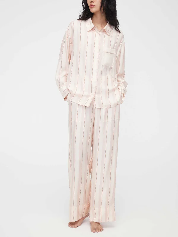 Women's sleep tops with soft fabric-Silk Pajama Set