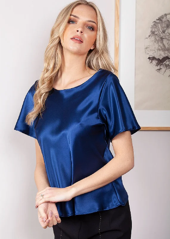 Cozy cotton women's sleep tops for daily wear-Silk Satin T Shirt