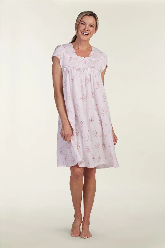 Women's sleep tops with comfortable cotton fabric-Silkyknit Short Nightgown
