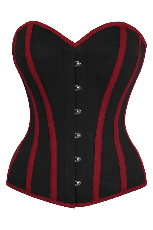 Bustiers and corsets for nightwear-Single Layer Black and Burgundy Overbust Corset