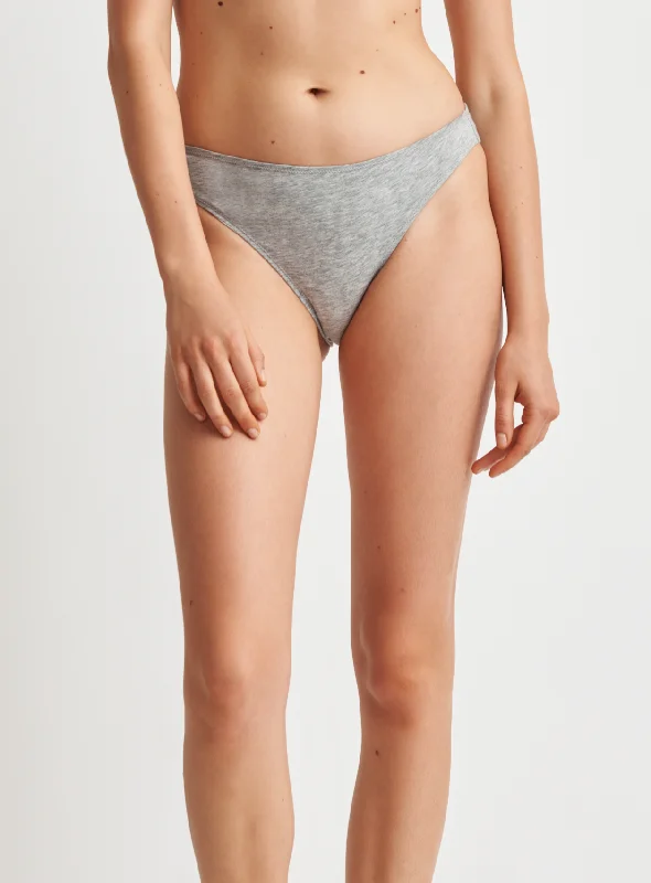 Comfortable women's panties for relaxation-Skin: Galen Organic Cotton High Leg Brief - Heather Grey