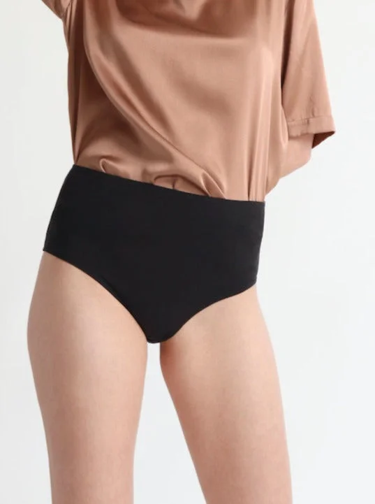 Women's panties for sensitive areas-Skin: Gemma Organic Cotton Full Cut Panty - Black