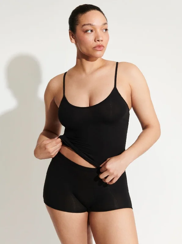 Women's sleep tops for warm weather sleep-Skin: Goldie Cami - Black