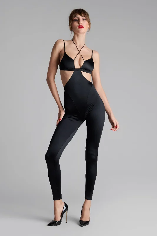 Bustiers and corsets with floral lace accents-Strappy Jumpsuit - French Kiss
