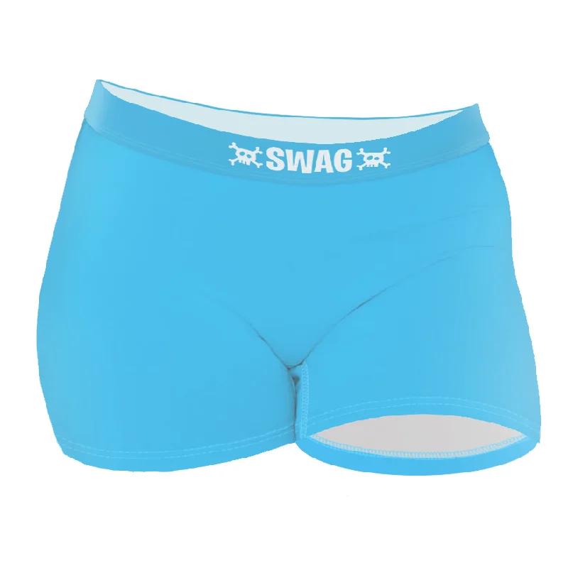 Women's cotton panties with smooth finish-SWAG - 3" Women's Sky Blue Boy Short