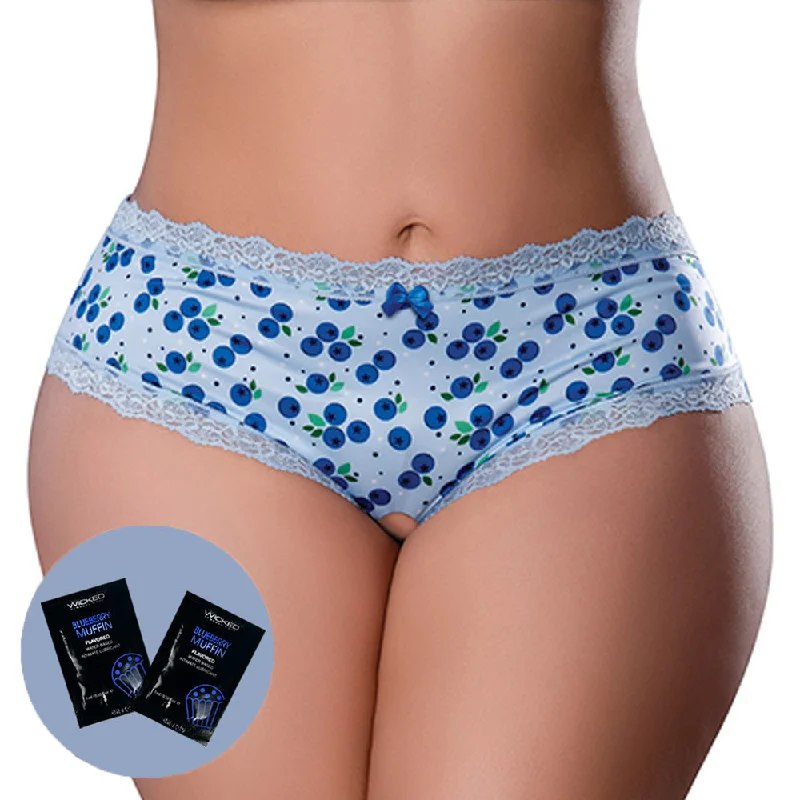 Bustiers and corsets for vintage style-Sweet Treats Crotchless Boy Short & Flavoured Lubricant - Curvy